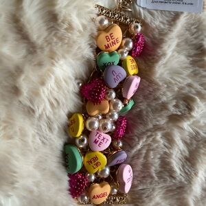 Betsey Johnson Multicolor Heart Charm Bracelet